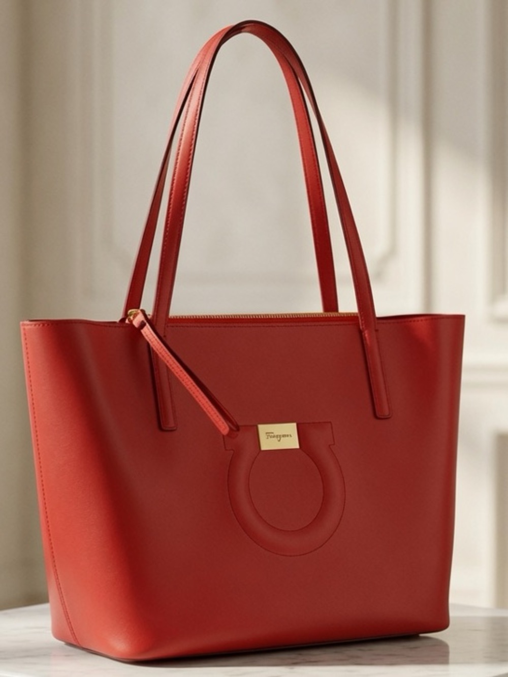 Salvatore Ferragamo Red Leather Tote with Pouch CLEANOUT SALE OFFERS WELCOME